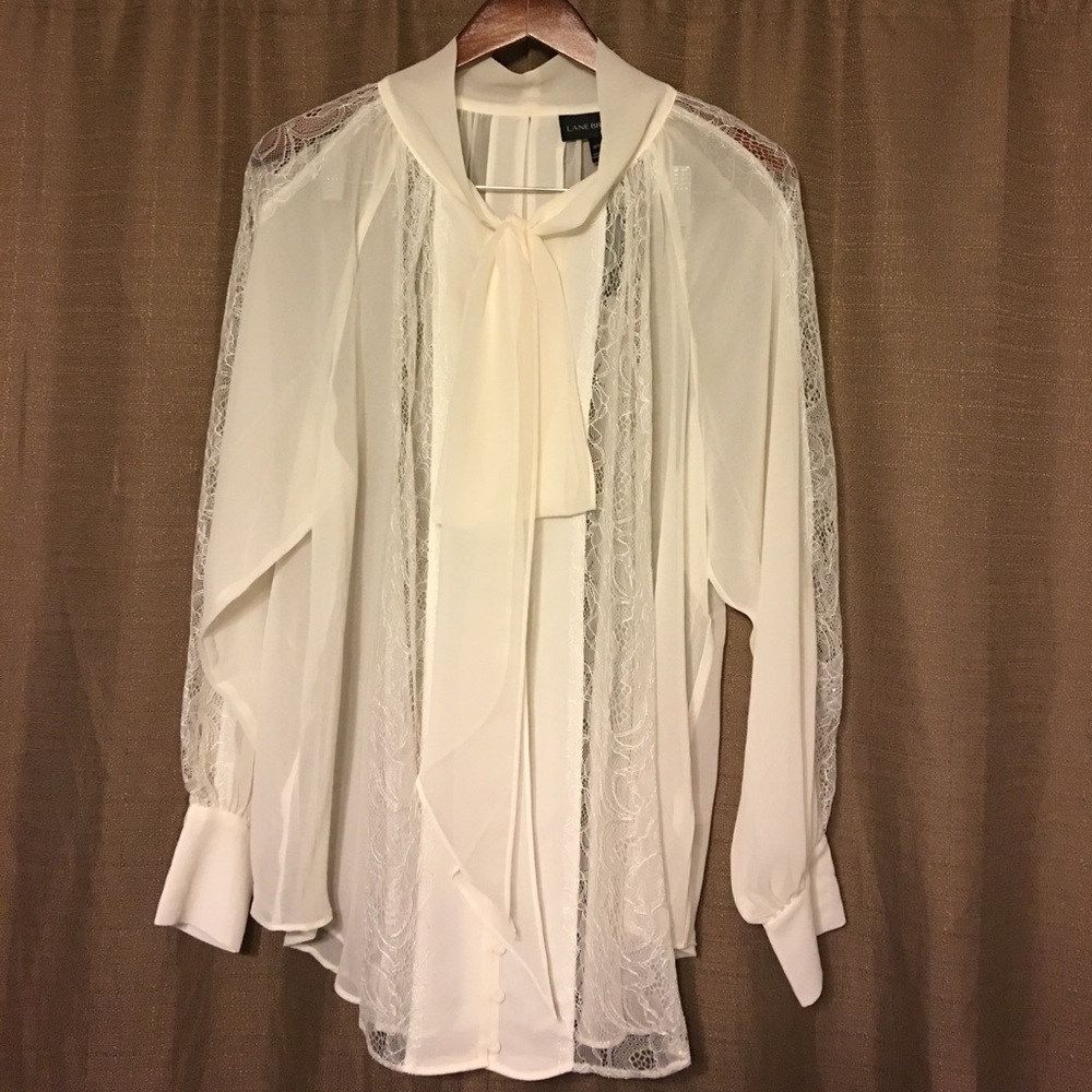 Lane Bryant Sheer Pussy Bow Blouse Size 14/16 NWT