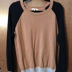Camel/tan, black. gray crew neck sweater- Madewell