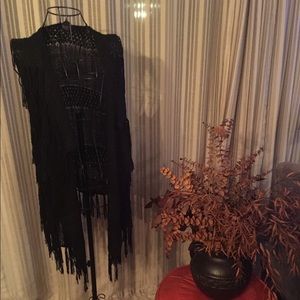 Women’s black crocheted vest