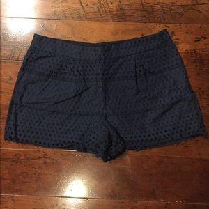J. Crew Navy High Waisted Eyelet Shorts
