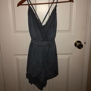 Blue suede romper MEDIUM