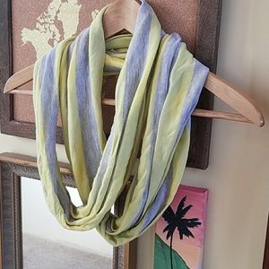 Yellow and gray infinity scarf.