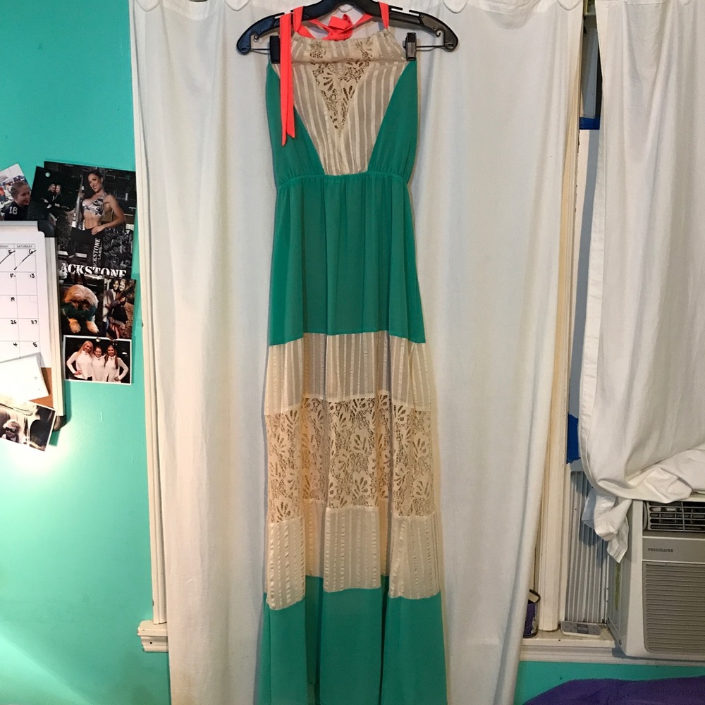 Flying Tomato Cream/Teal Maxi Dress