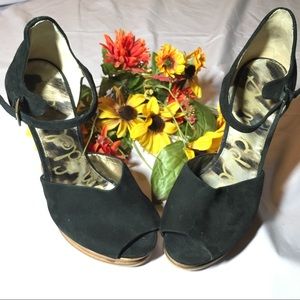 Sam Edelman Javi Suede Peep Toe Strap Wedge