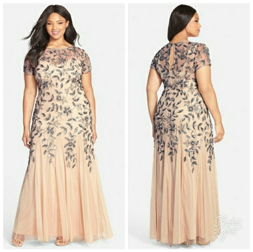 Formal Beaded Gown Adrianna Papell Brand New