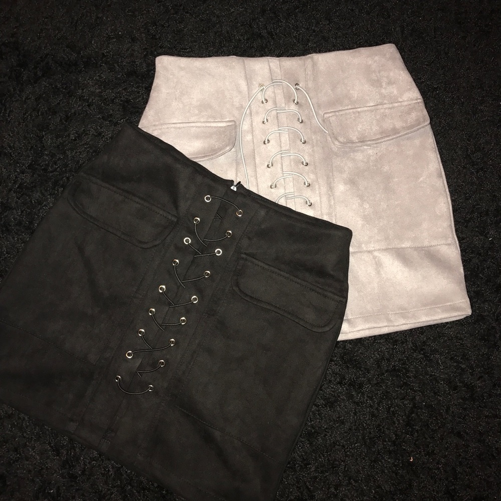 Suede mini skirt
