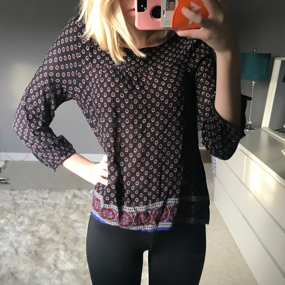 Forever 21 Navy Pattern Blouse