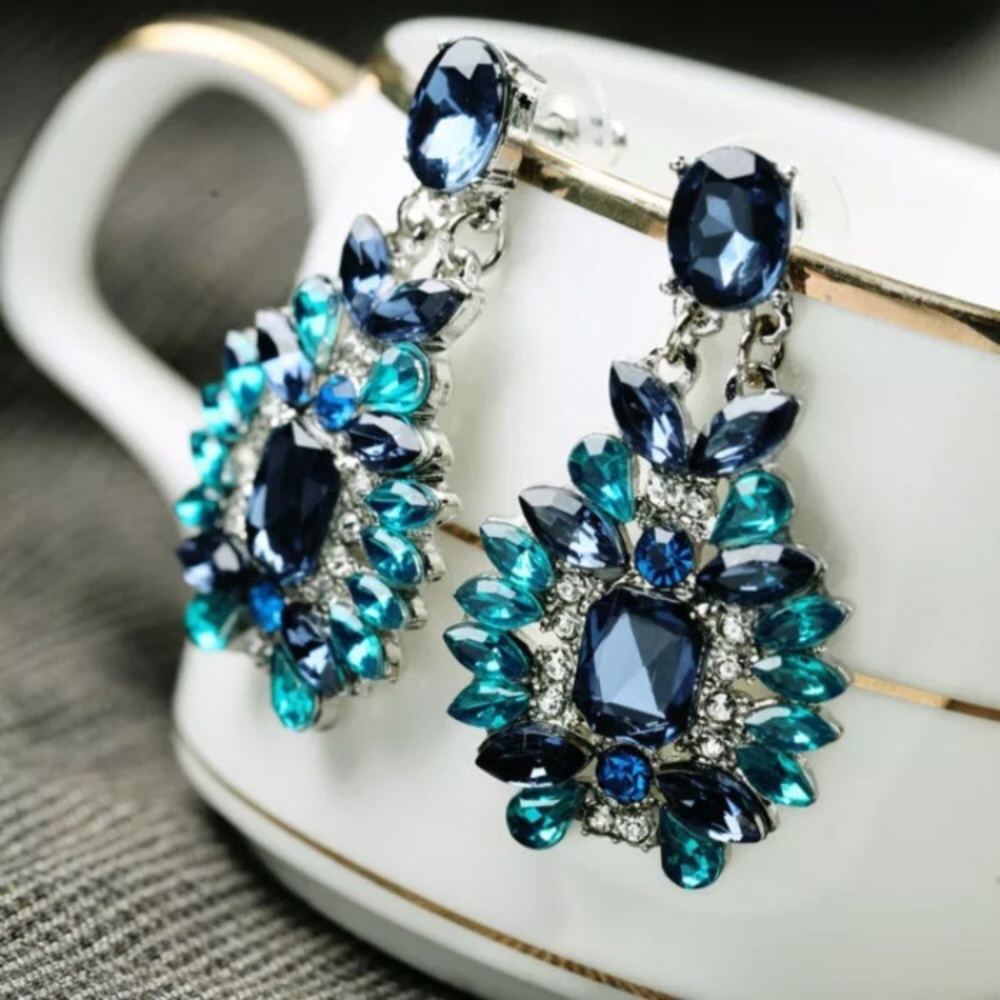 Blue statement earrings