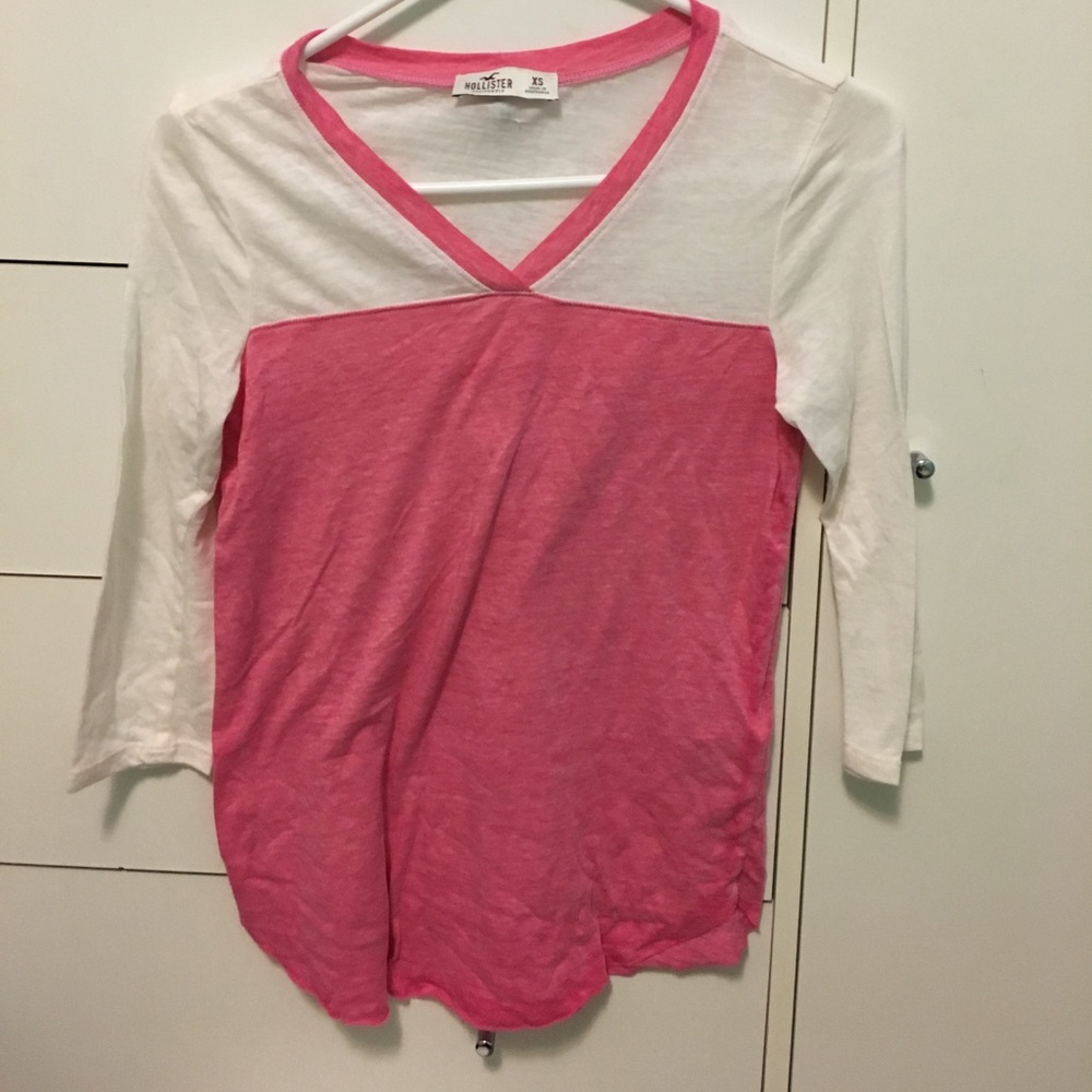 White and pink hollister shirt
