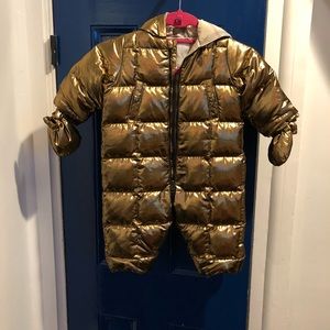 BURBERRY BABY METALLIC GOLD SNOWSUIT 12 months