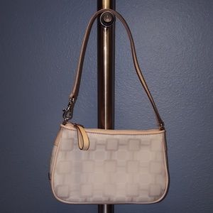 NINE WEST GEOMETRIC CANVAS SMALL BAGUETTE HANDBAG