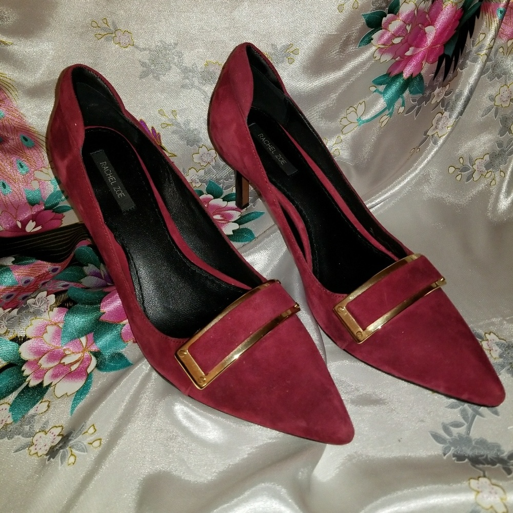 Suede with buckle detail 3" heel pumps