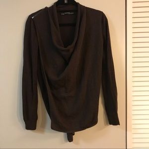 ALL SAINTS ASYM ZIP WOOL SWEATER