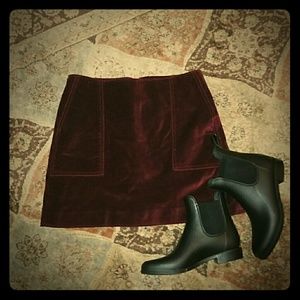 Wine velvet skirt