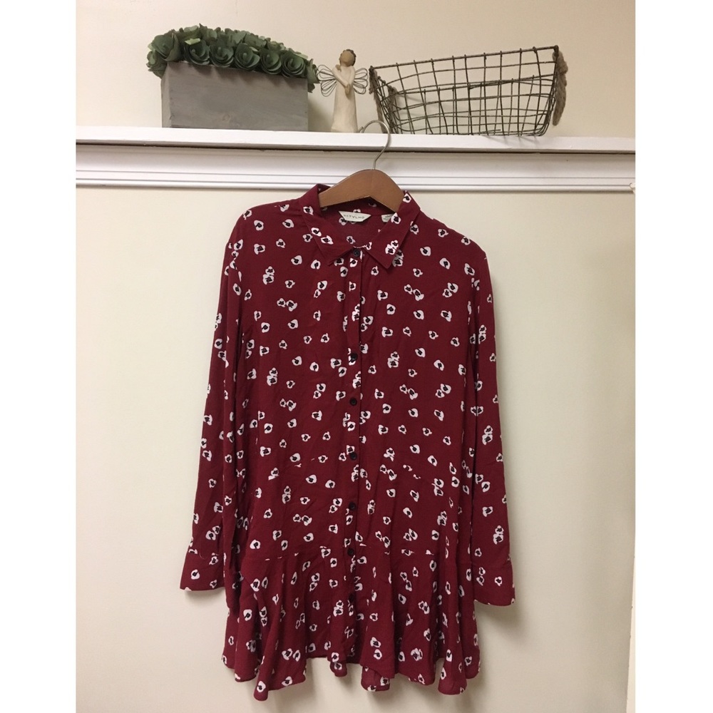 Anthropologie 11 1 Tylho Red Floral Tunic