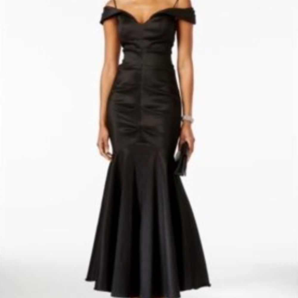 Ruched Black Gown