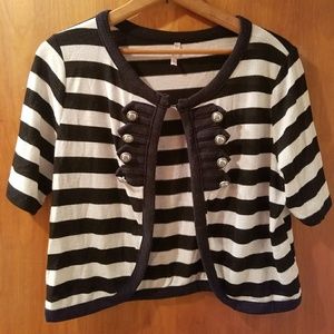 Black and white striped cardigan