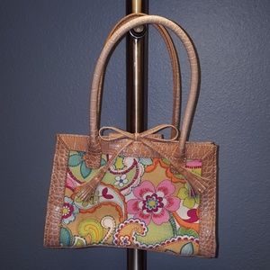 LIZ CLAIBORNE FLORAL CROC TRIM SMALL PURSE