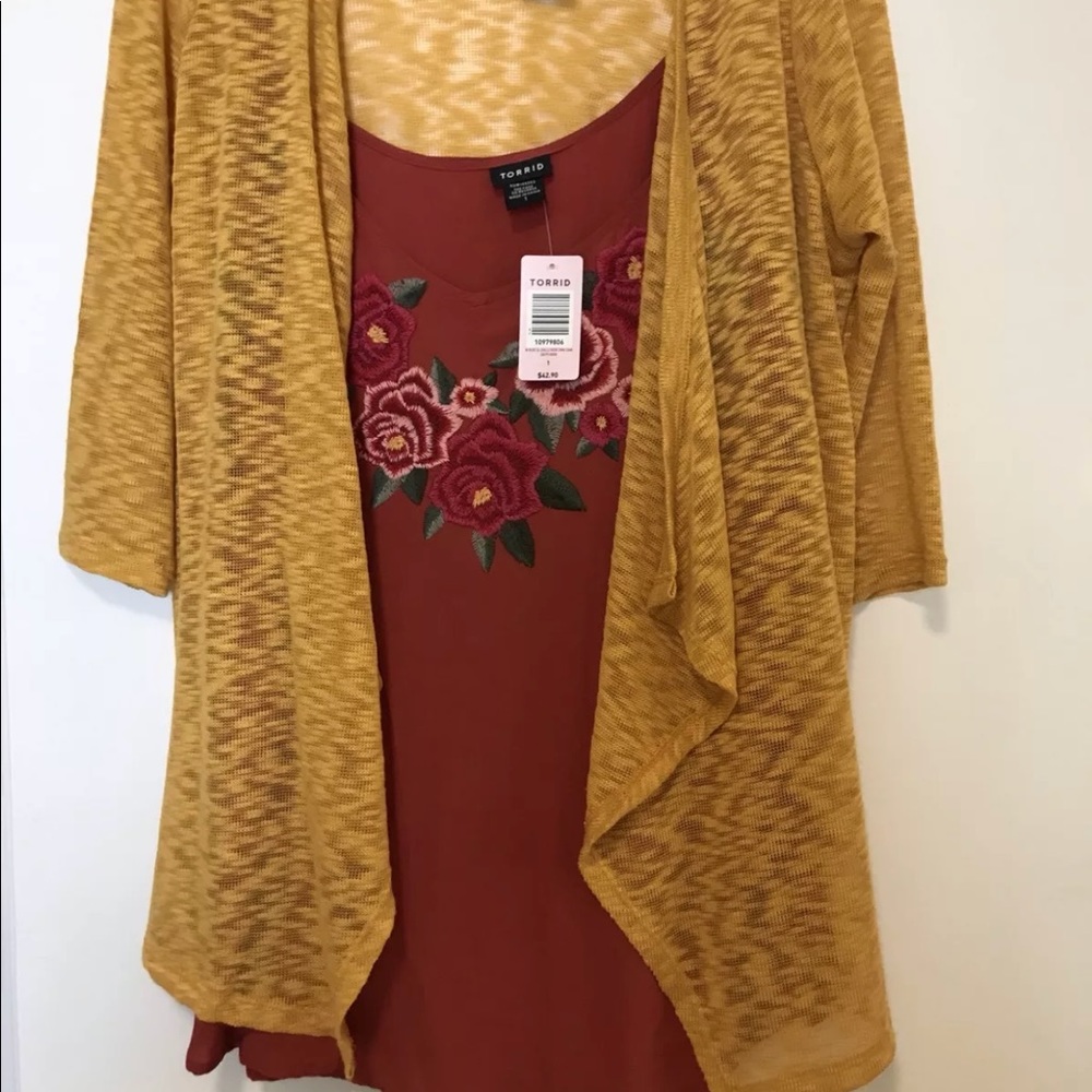 Torrid Floral Embroidered Top and Cardigan Bundle