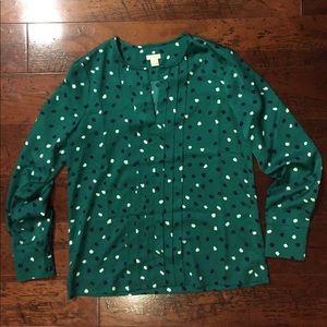 J. Crew Popover Blouse with Pleated Detailing NWOT
