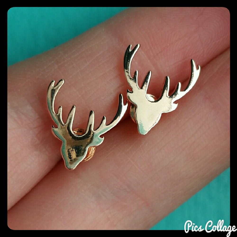 Rose Gold Reindeer Head Earrings