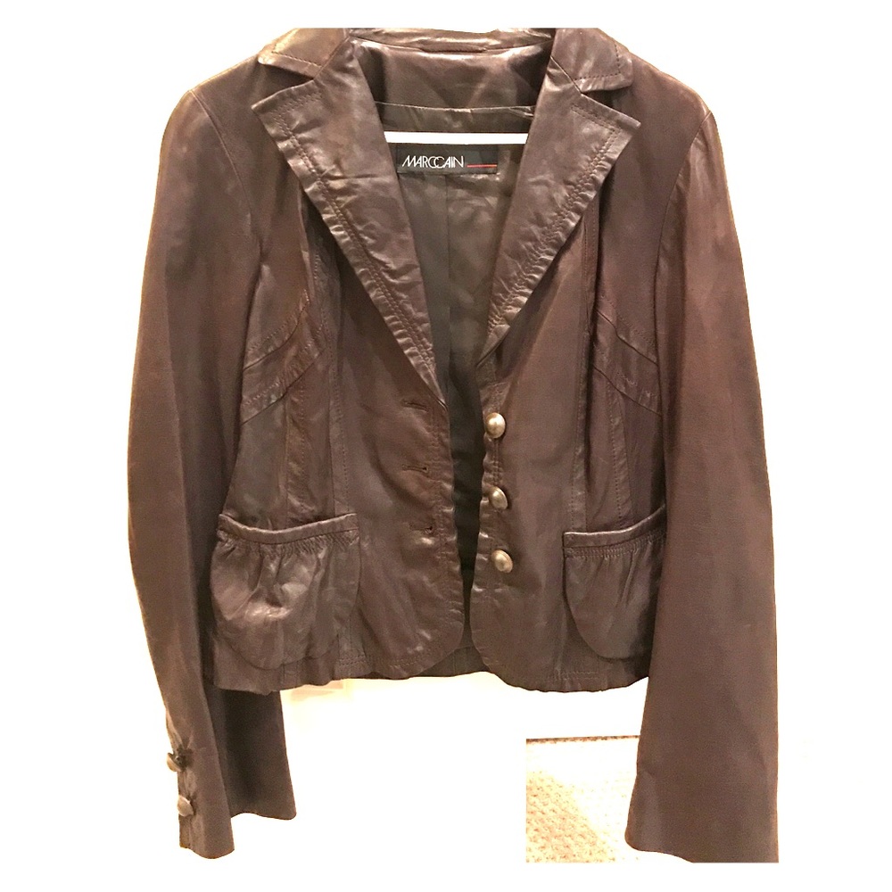 Marc Cain vintage brown leather jacket