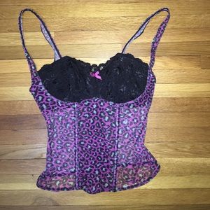 Rampage intimates pink Leopard Corset Lace Bodice