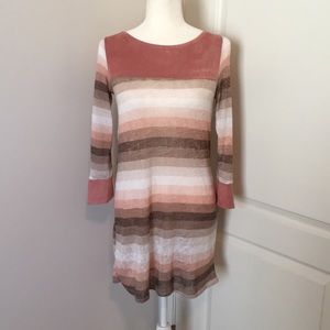 Wanna B Stripe Suede Accented Tunic Dress