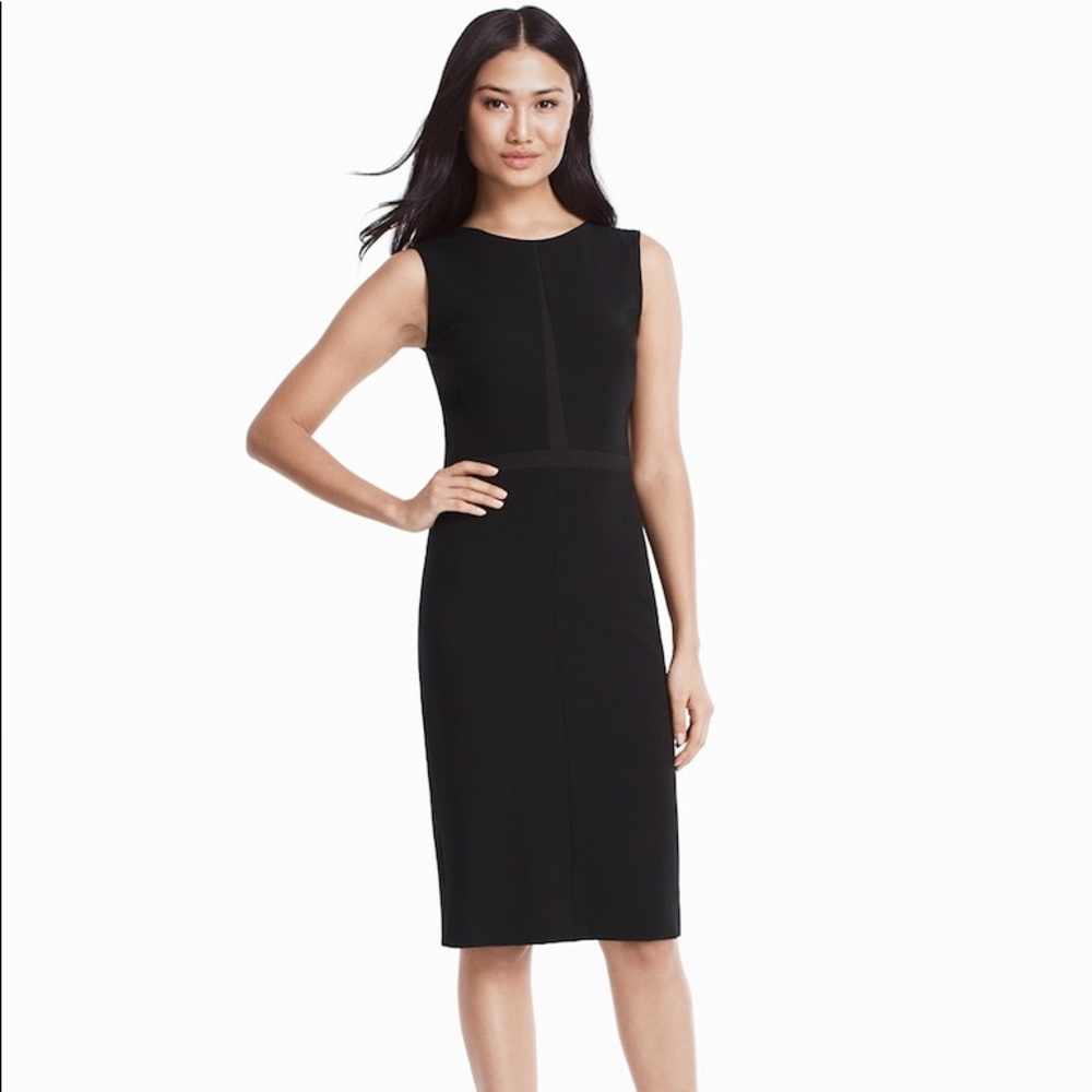 White House Black Market inset sheath black dress