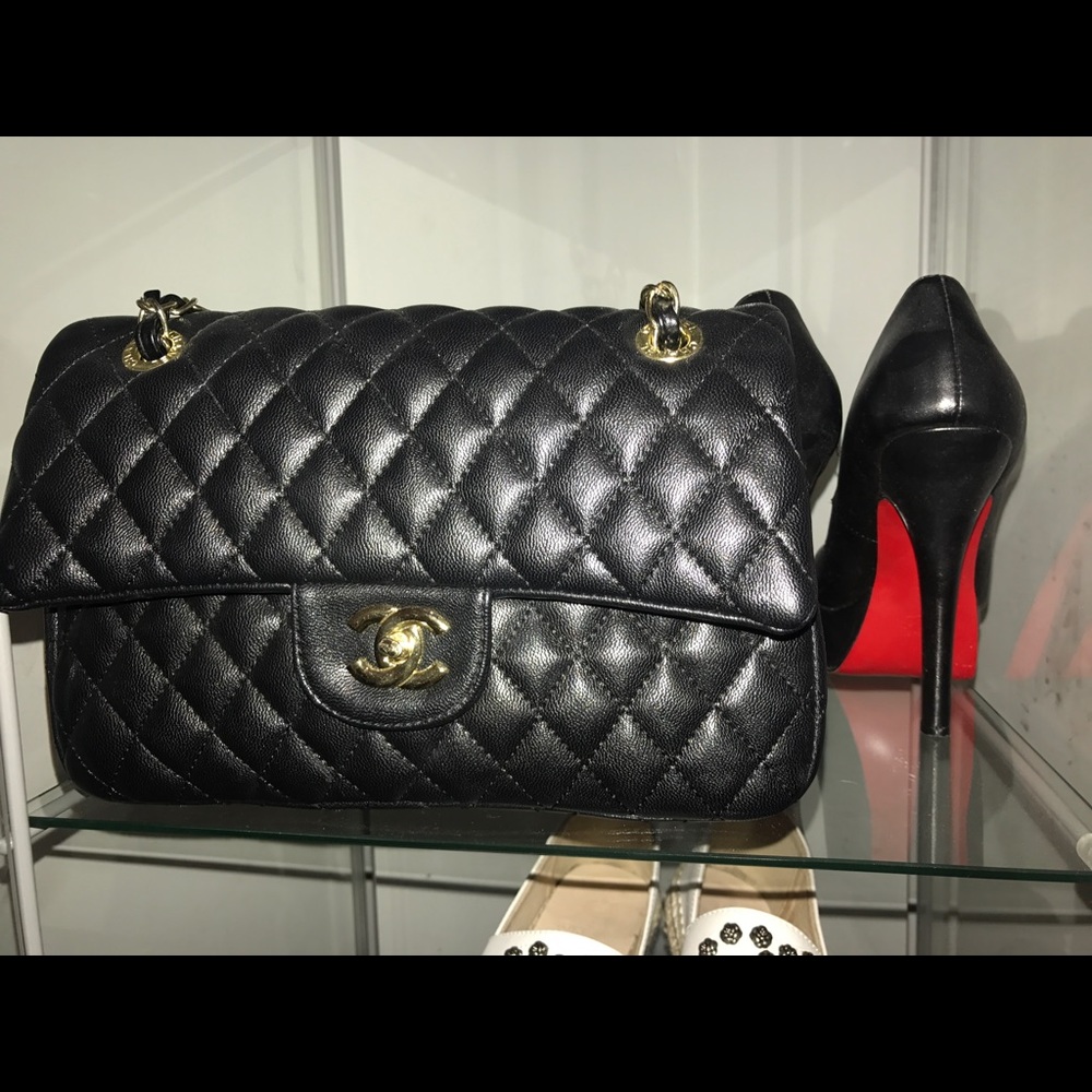 Black designer quilted purse