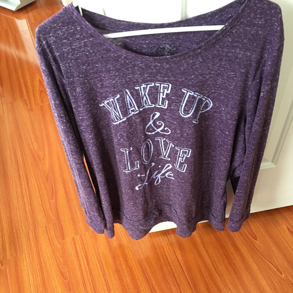 Purple tee Wake up and Love life