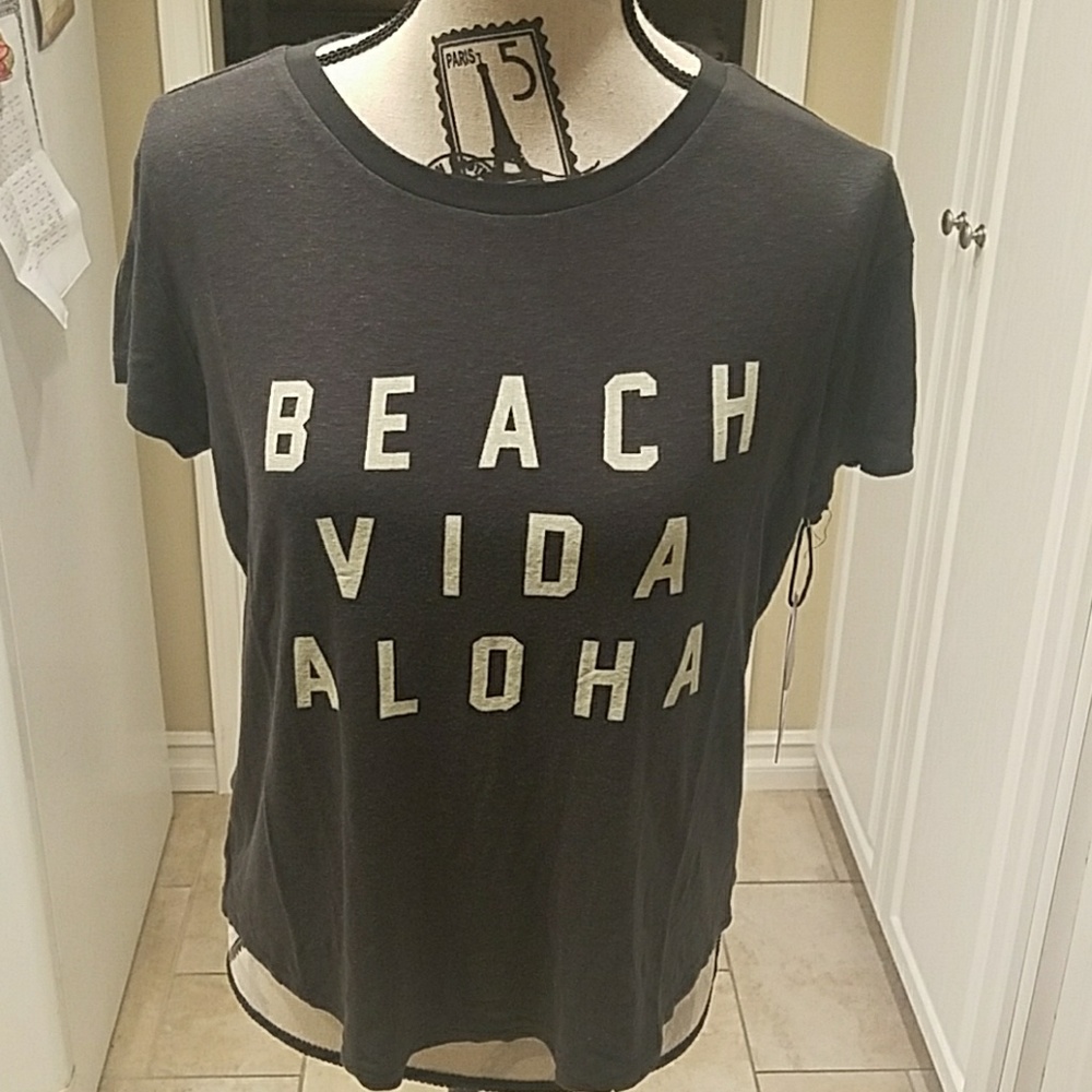 Amuse Society Beach Vida Aloha Tee Small NWT