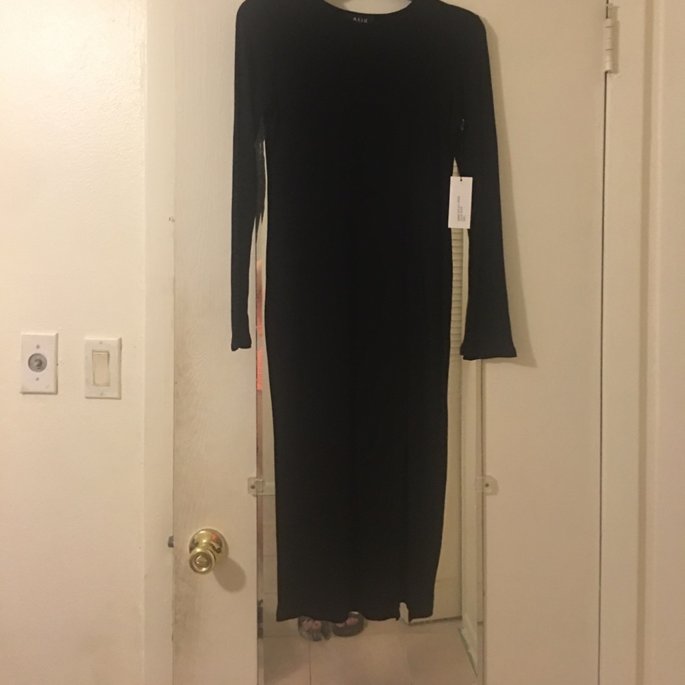 Atid black high slit dress. NEW never worn