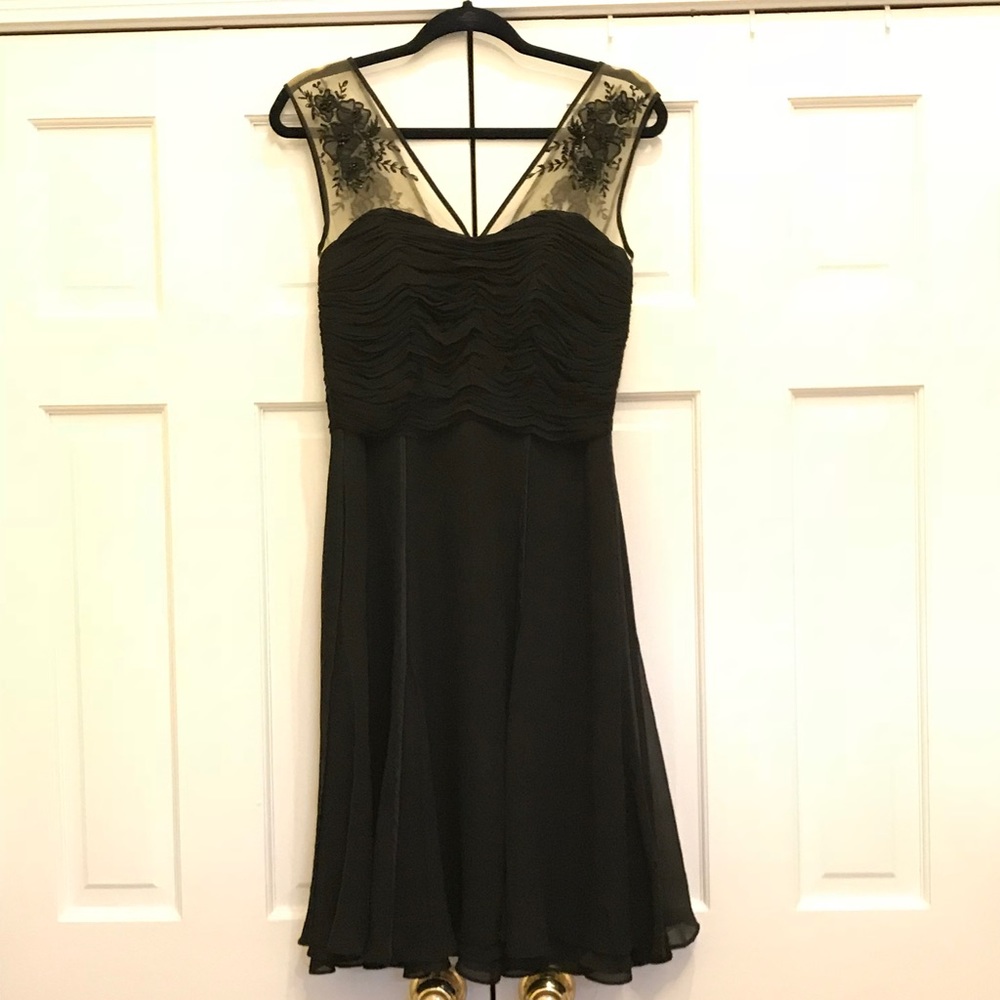 Black Silk Illusion Cocktail Dress