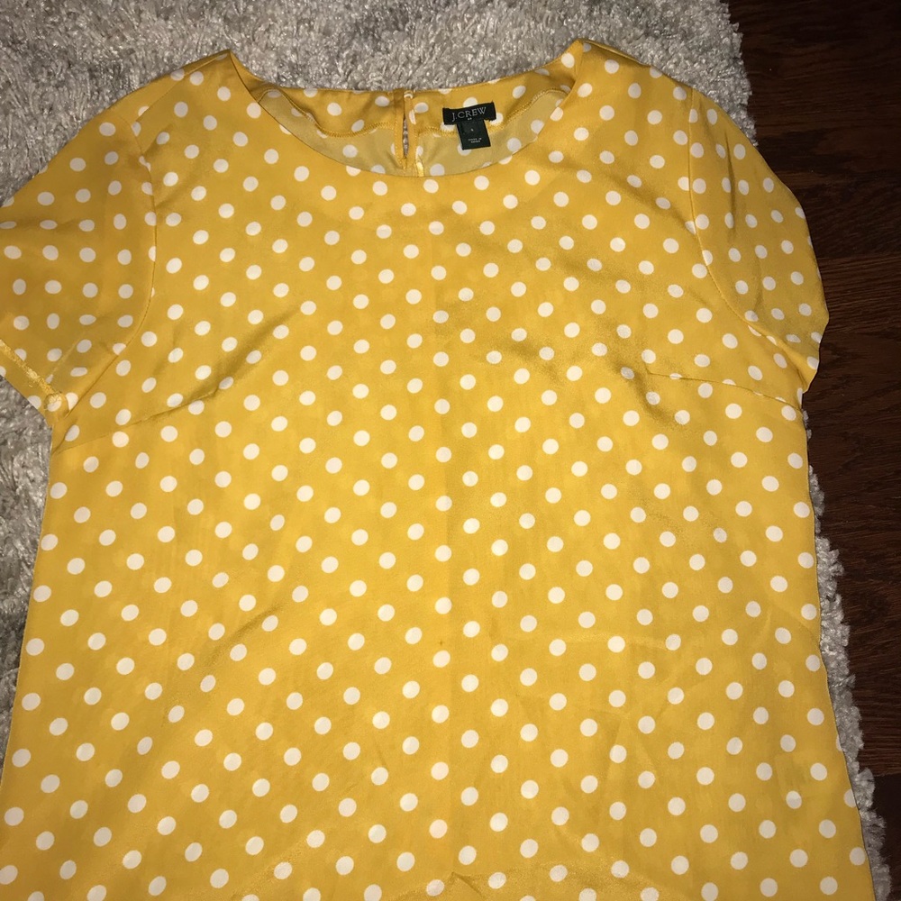 J.Crew Small Mustard Polka Dot Blouse