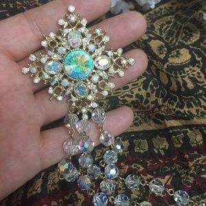 50's brooch, Vintage Crystal Brooch, AURORA