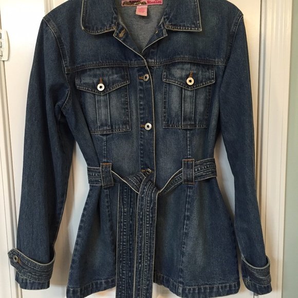 long belted jean jacket