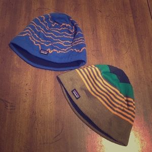 Two Patagonia boys beanie hats