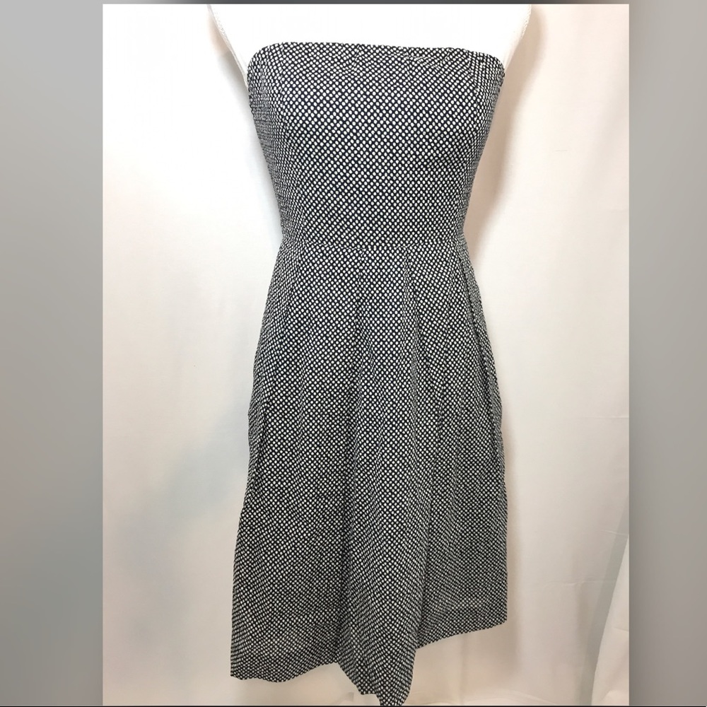 J. Crew strapless dress navy dot size 2 small