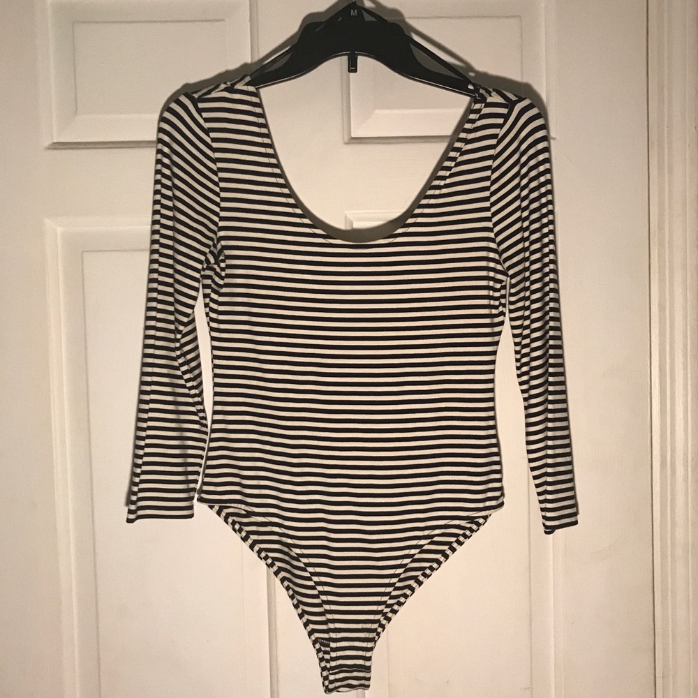 Forever 21 Blue and White Striped Bodysuit