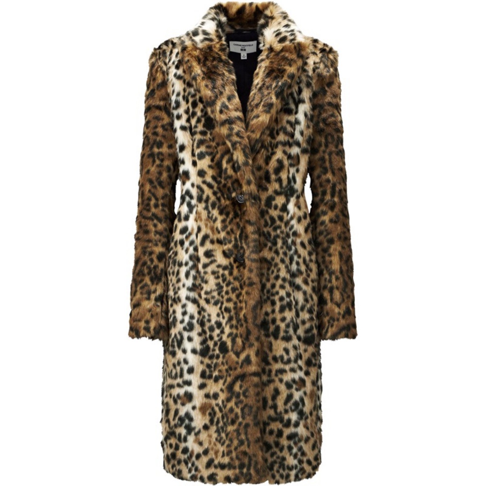 Carine Roitfeld for Uniqlo Leopard Faux Fur Coat S