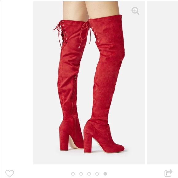 thigh high red boots