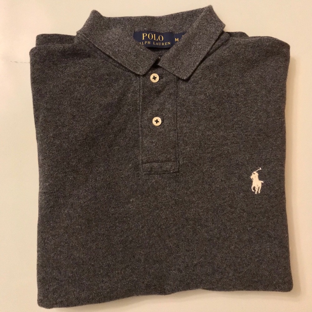 Gray Ralph Lauren Slim Fit Long Sleeve Polo