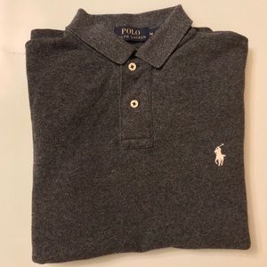 Gray Ralph Lauren Slim Fit Long Sleeve Polo
