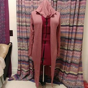 NWOT, never worn, rose colored long cardigan