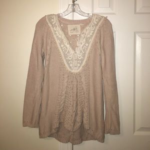 Adorable cream sweater with lacey front