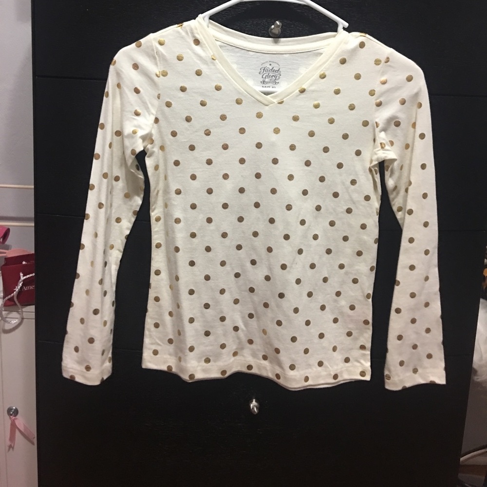 Gold polka dot long sleeve tee - Girls 7/8