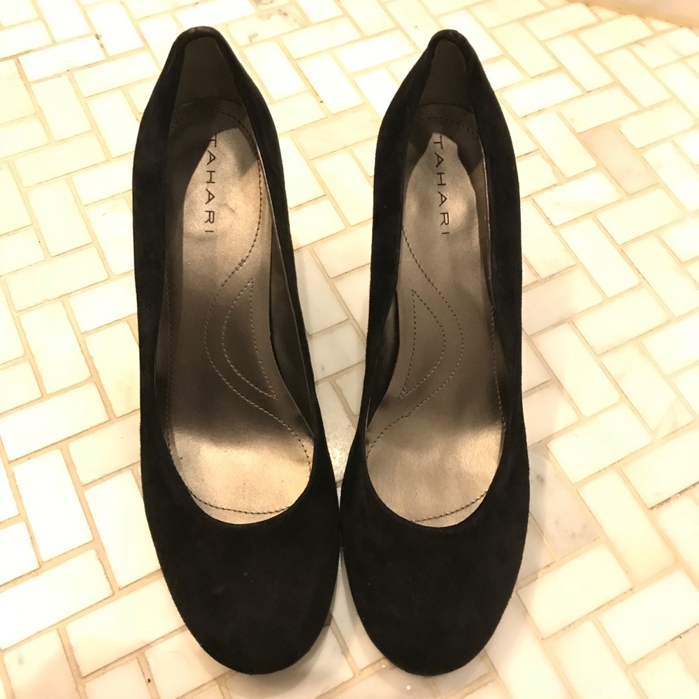 Tahari Black Suede Heels