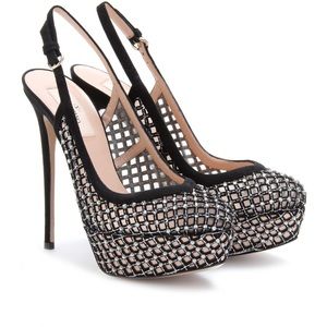 Valentino Carol Rhinestone Mesh Platforms