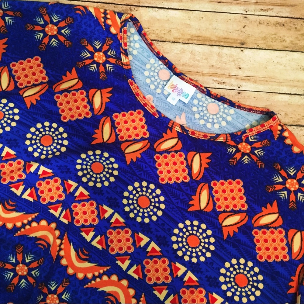 Lularoe Blue Orange Patterned Irma Size M!